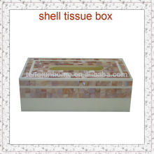 Caja de almacenamiento de tejido rosa caja de mosaico de concha de mar para la decoración del hogar
